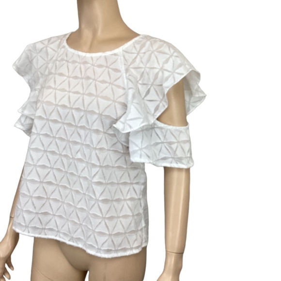 NWT J.O.A‎ JOA Los Angeles White ruffled top size small - Picture 2 of 7